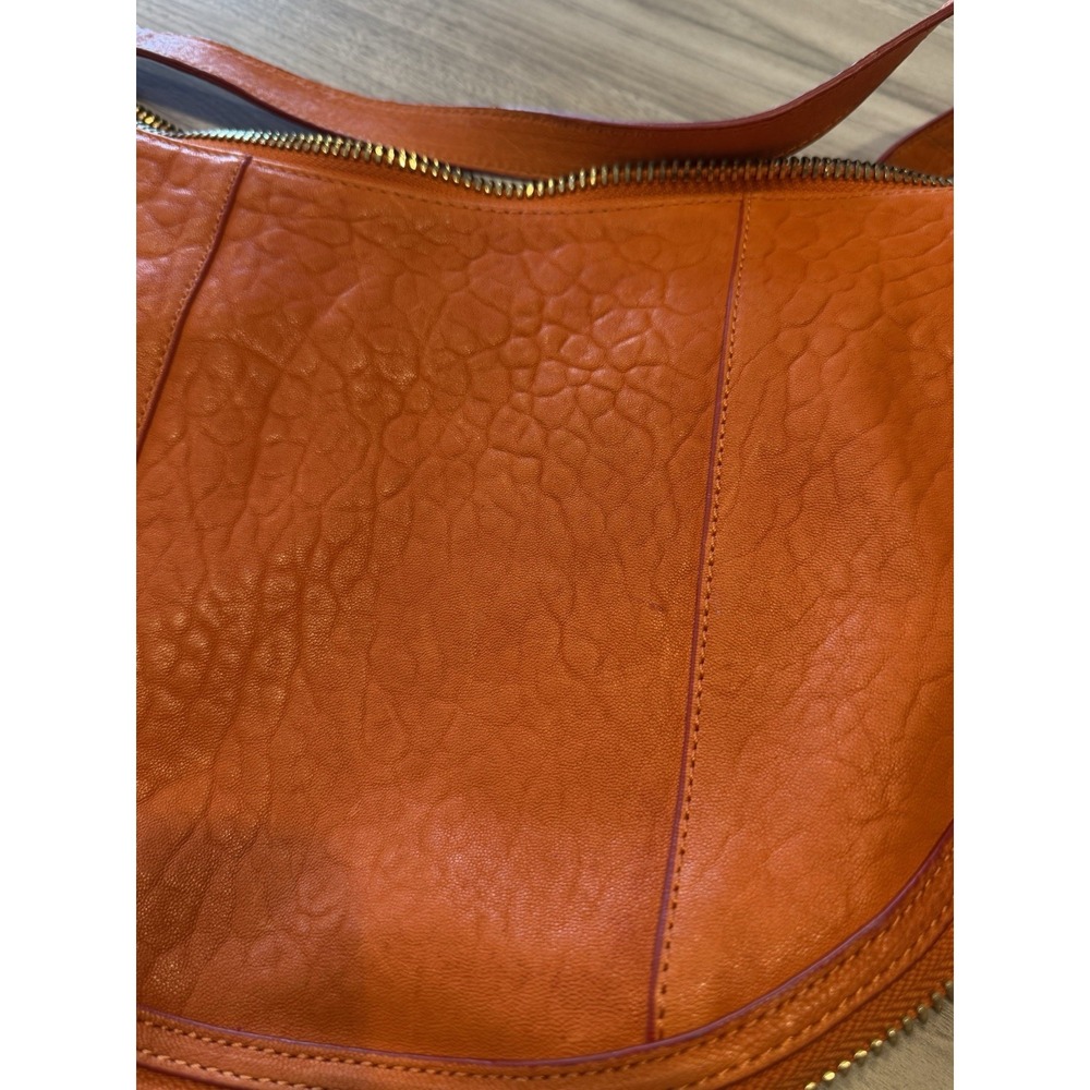 Botkier Leather Crescent Hobo Crossbody‎ Bag Orange Zip Pockets - Picture 9 of 9
